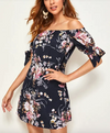 Womens Knotted Sleeve Floral Dress