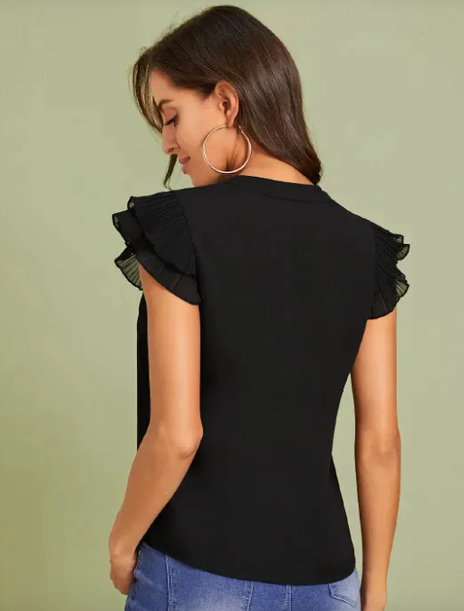 Womens Pleated Cap Sleeve Top