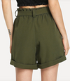 Womens High Waist Army Green Shorts 