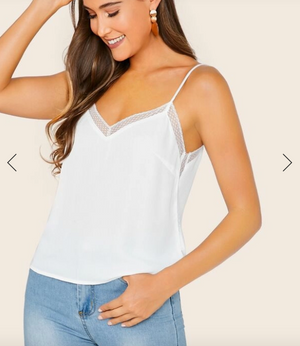 Womens White V Neck Cami