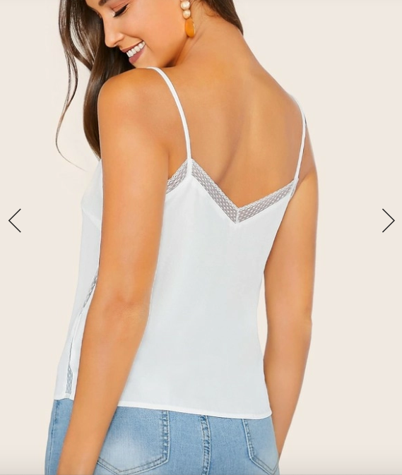 Womens White V Neck Cami