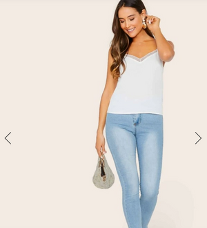 Womens White V Neck Cami