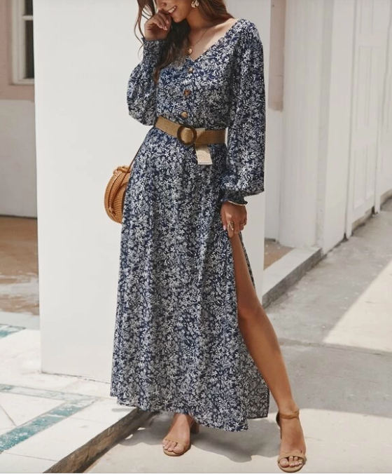 Womens Floral Boho Dress
