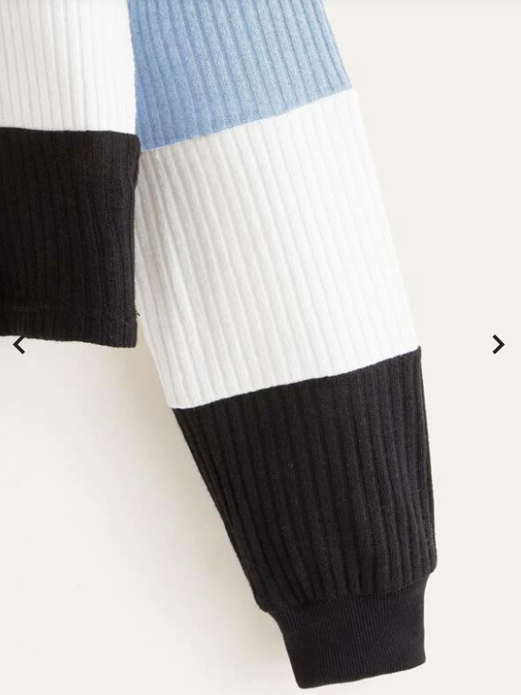 Womens Colour Block Crop Hoodie • Blue White and Black