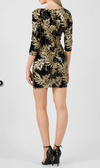 Sequin Leaf Bodycon Dress • Black/Gold