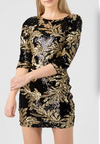 Sequin Leaf Bodycon Dress • Black/Gold
