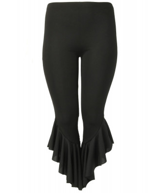 Plus Size Asymmetric Frill Hem Trousers