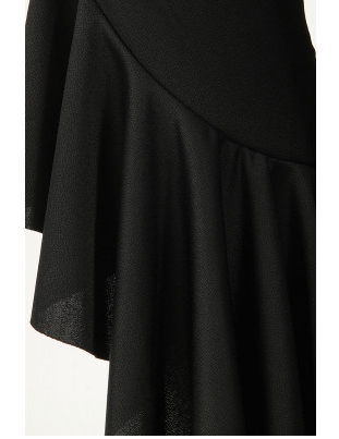 Plus Size Asymmetric Frill Hem Trousers