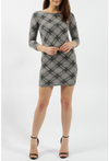 Checked Brushed Bodycon Dress
