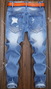 Men's Jeans • Faded Frayed Blue denim