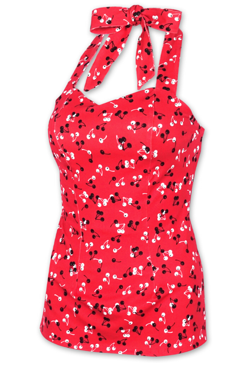 Women's Halter Tie Top • Red Cherry• Liquorbrand