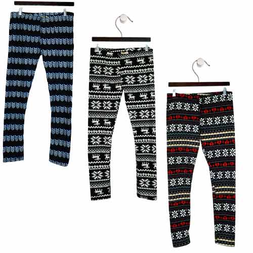 PRINTED FUR LINED LEGGINGS