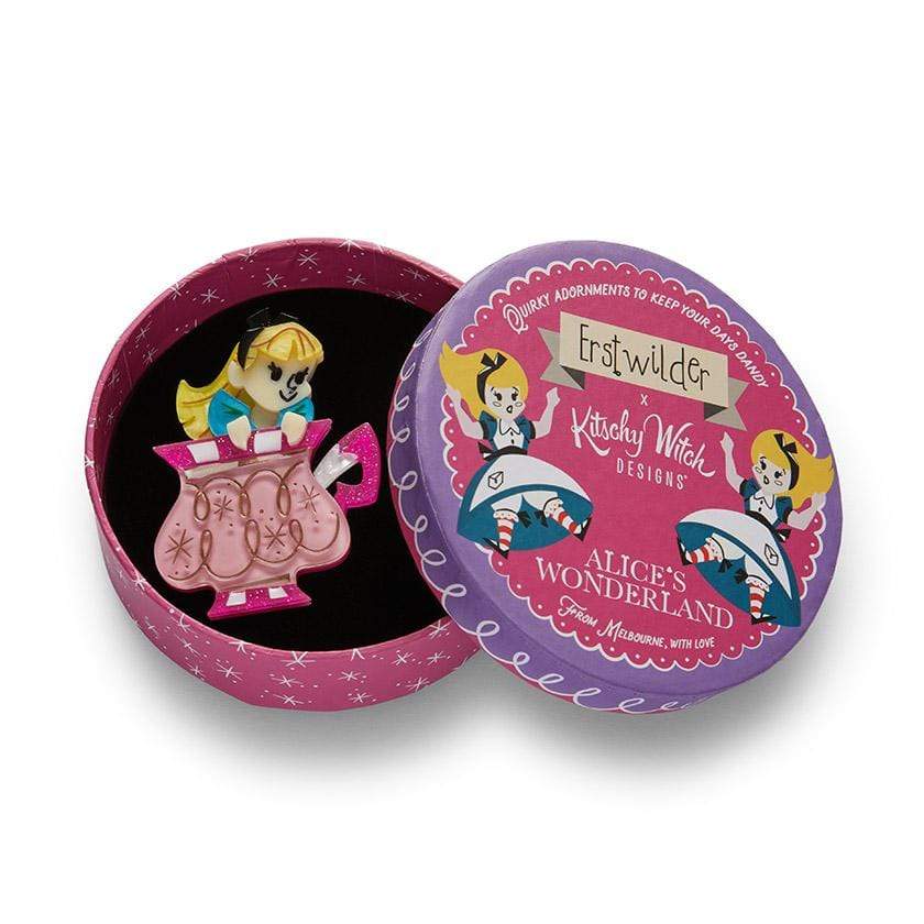 Erstwilder Brooch Always Tea Time Alice