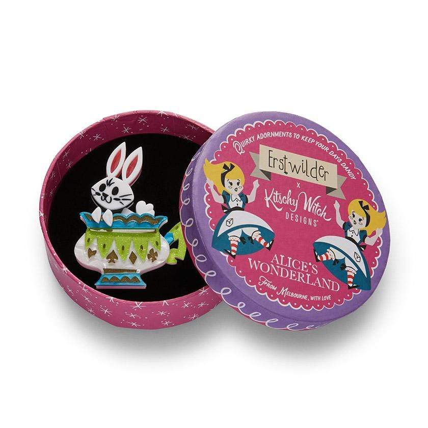 Erstwilder Brooch Follow The White Rabbit