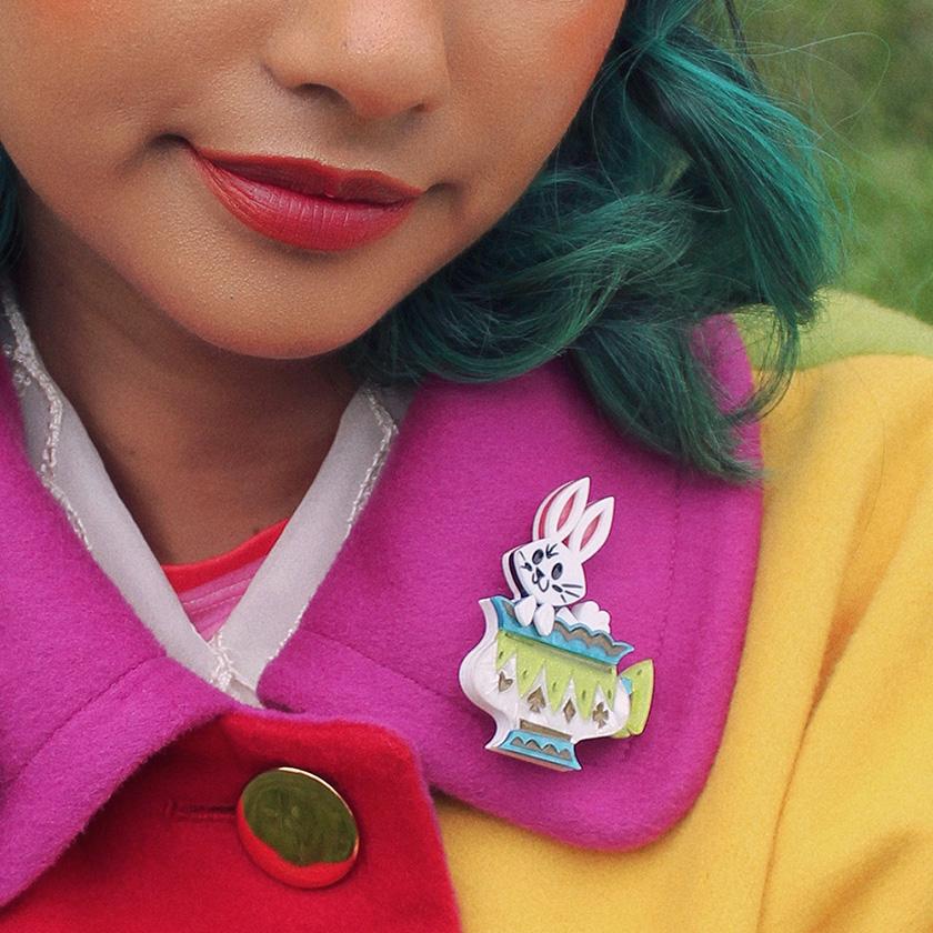 Erstwilder Brooch Follow The White Rabbit
