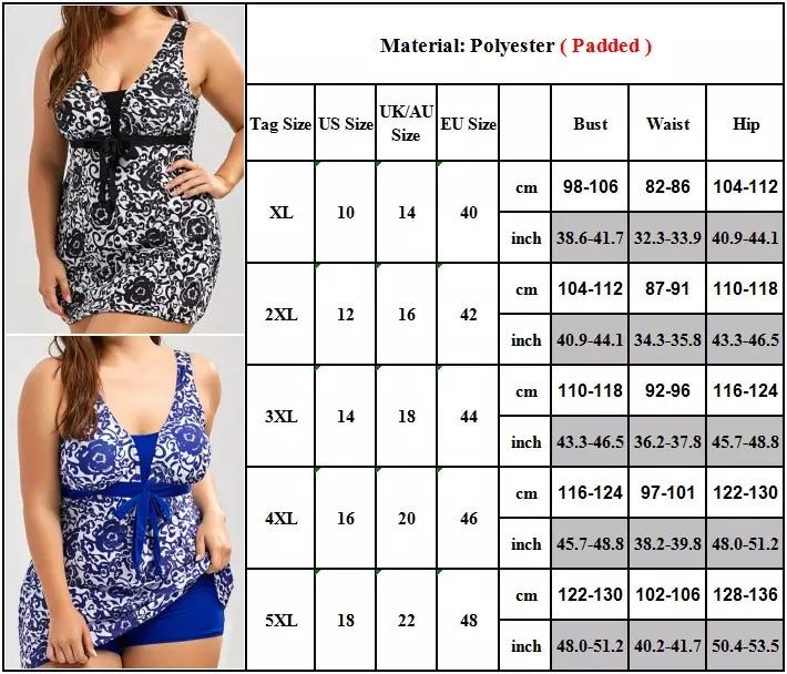 Bathers • Plus Size Skirted Swimsuit • Blue Paisley Floral Print