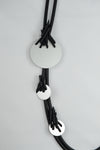 Womens Necklace Disc Rubber Clusters Black & Silver