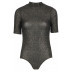 ribbed metallic bodysuit
